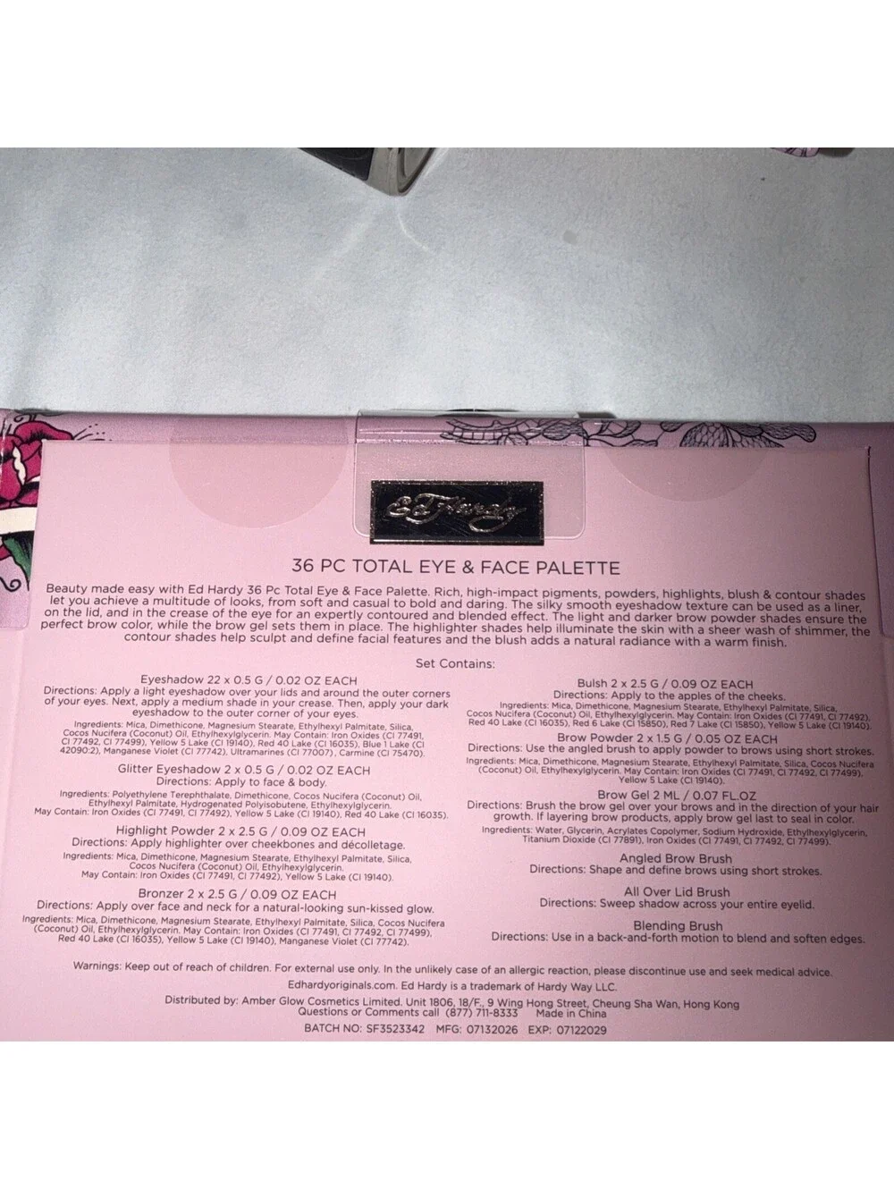Ed Hardy vegan leather case w/ 36pc Face & Eye Palette inside New In Box
